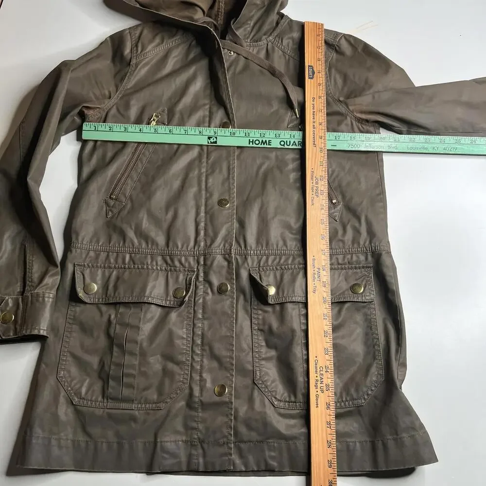 J.Crew Jacket Mens Small Brown Hooded Parka Full Zip Lined Pockets‎ Casual